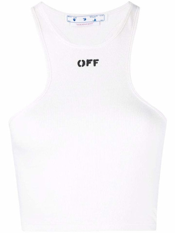 Pre-owned Off-white Off Stamp Ribbed Rowing Top White/black