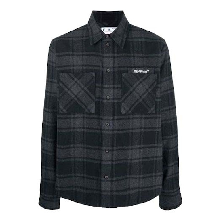 Pre-owned Off-white Outline Arr Flannel Shirt Grey/white