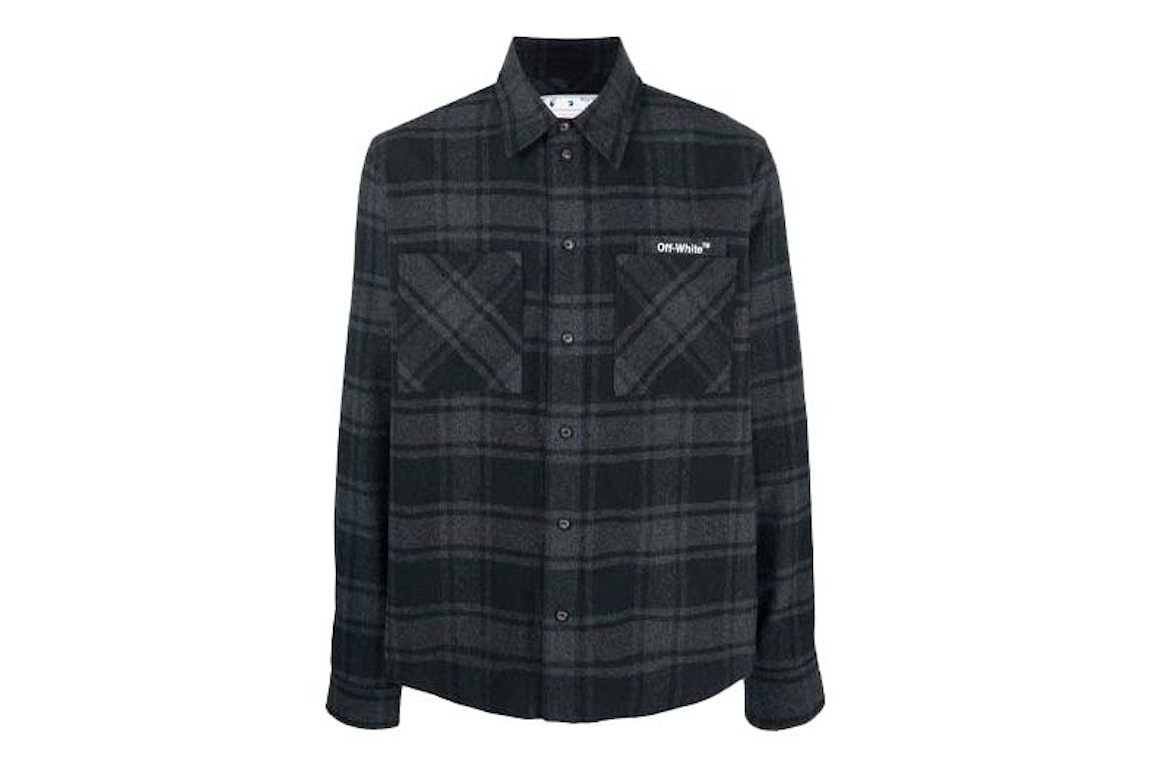 Pre-owned Off-white Outline Arr Flannel Shirt Grey/white