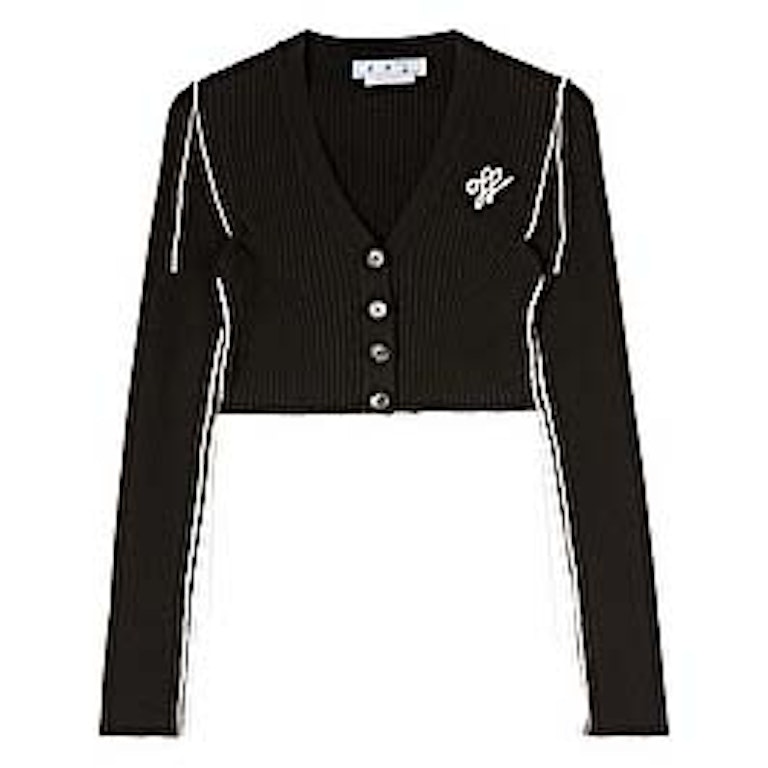 Pre-owned Off-white Outline Crop Cardigan Black/white