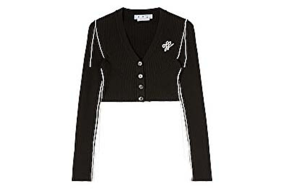 Pre-owned Off-white Outline Crop Cardigan Black/white