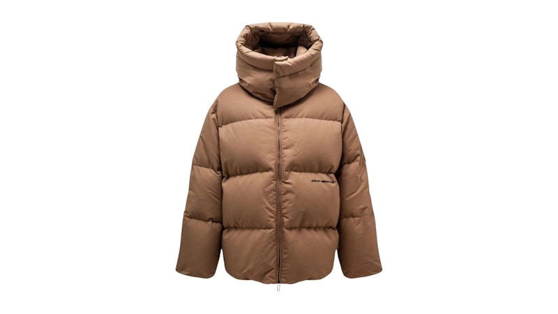 Pre-owned Off-white Men's Offwhite Ow Race Canvas Camel Puffer Jacket In Beige In Sand
