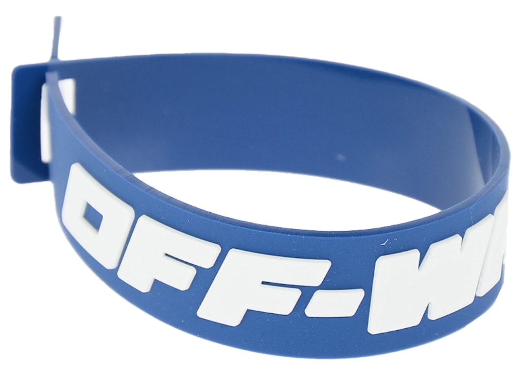 Pre-owned Off-white Pvc 2.0 Embossed Logo Industrial Thin Bracelet Blue