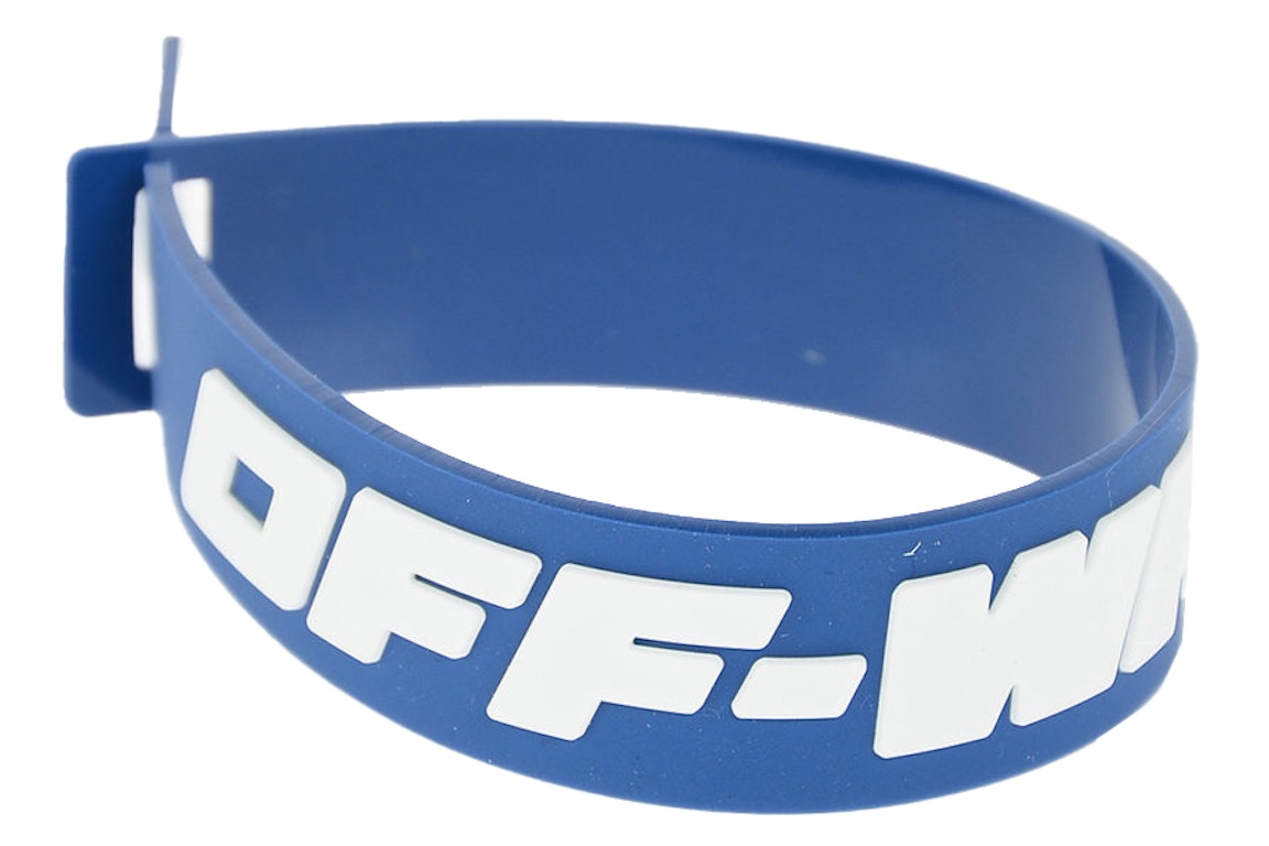 Pre-owned Off-white Pvc 2.0 Embossed Logo Industrial Thin Bracelet Blue