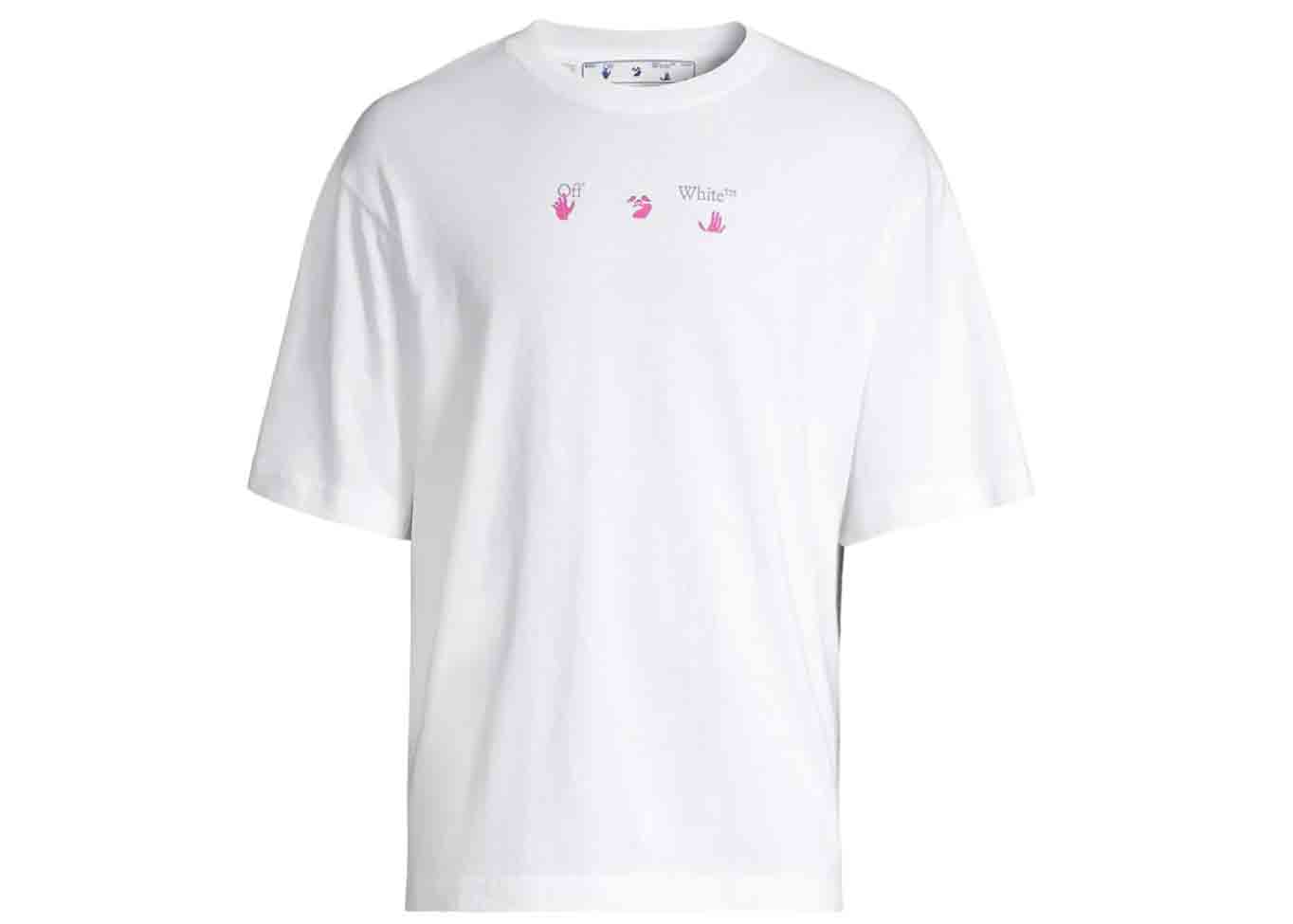 OFF-WHITE Paint Splatter Logo T-shirt White/Fuschia Men's - US