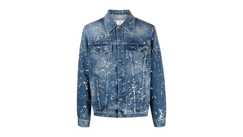 OFF-WHITE Paint Splatter Skatefit-Jacke Blau