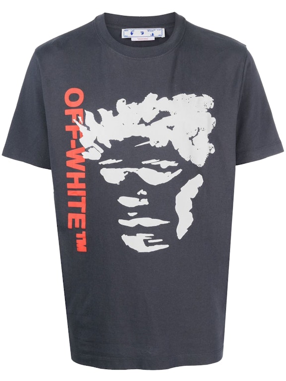 Pre-owned Off-white Printed Logo T-shirt Navy Blue