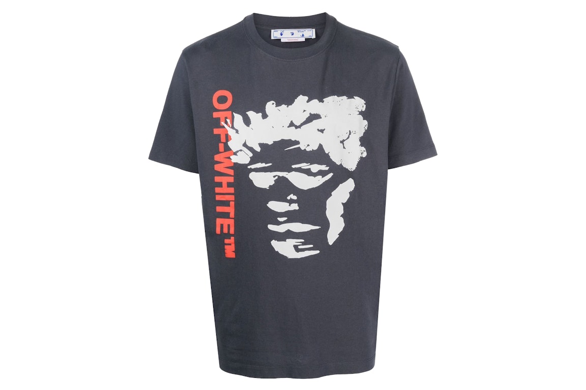 Pre-owned Off-white Printed Logo T-shirt Navy Blue