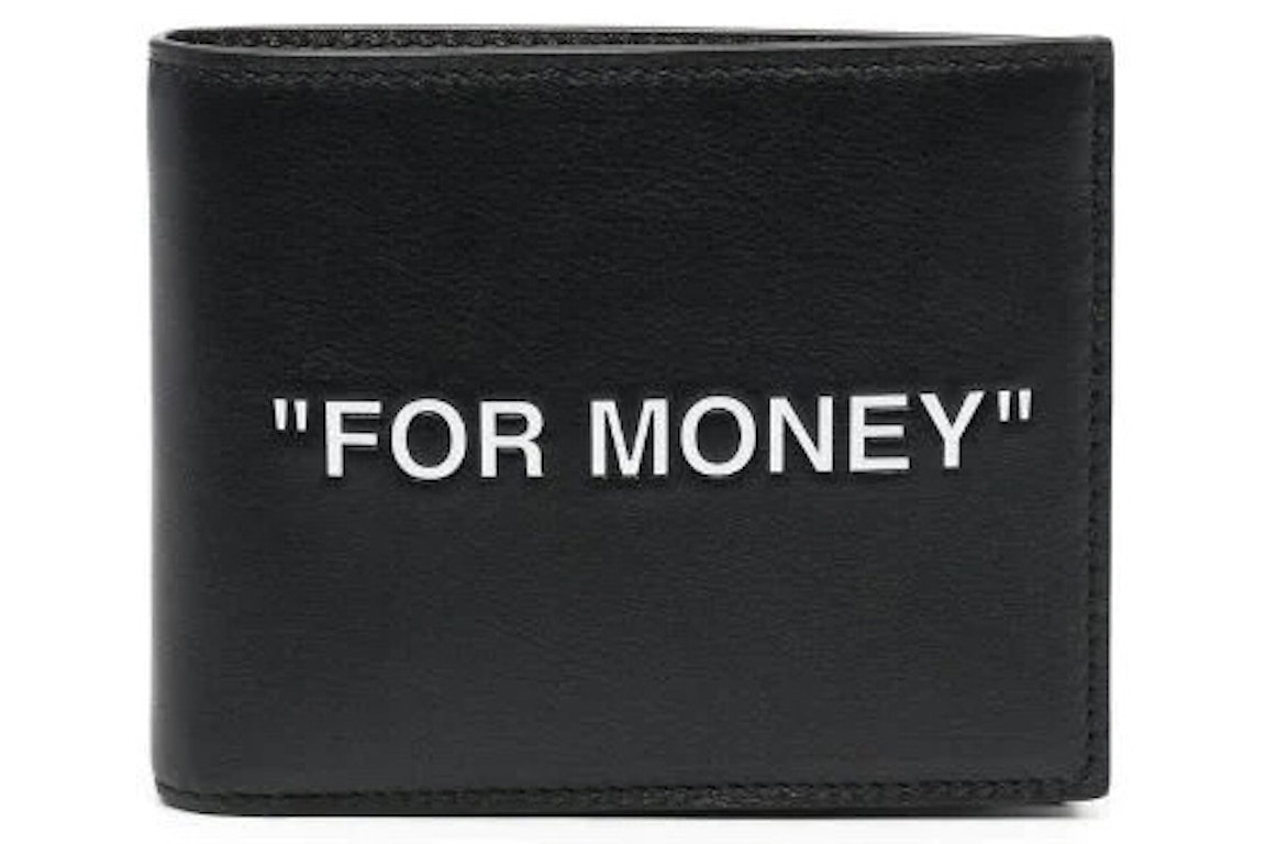 Pre-owned Off-white Quote "for Money" Bifold Wallet Black/white