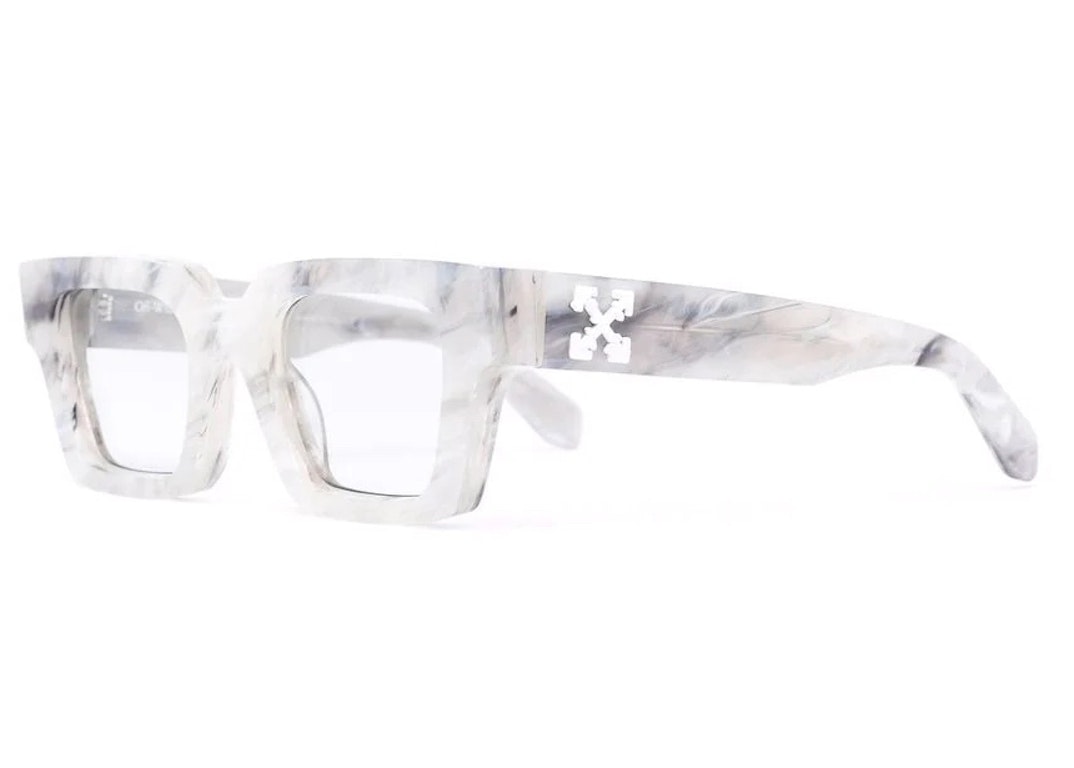 Pre-owned Off-white Rectangle Frame Virgil Sunglasses Grey/white (omri012r21pla0010501)