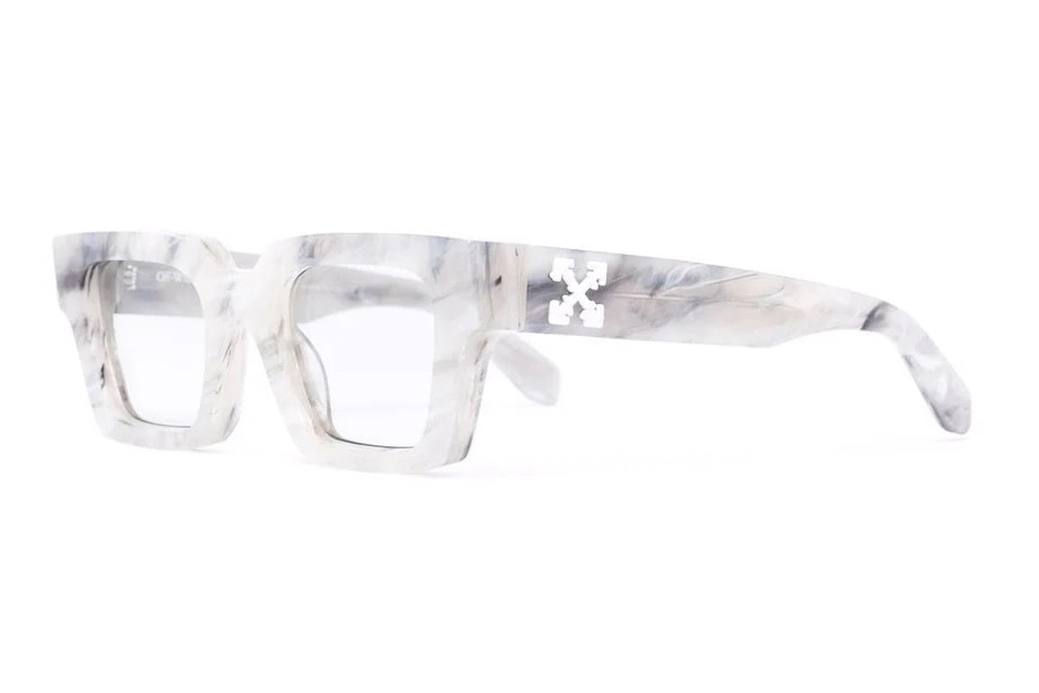 Pre-owned Off-white Rectangle Frame Virgil Sunglasses Grey/white (omri012r21pla0010501)
