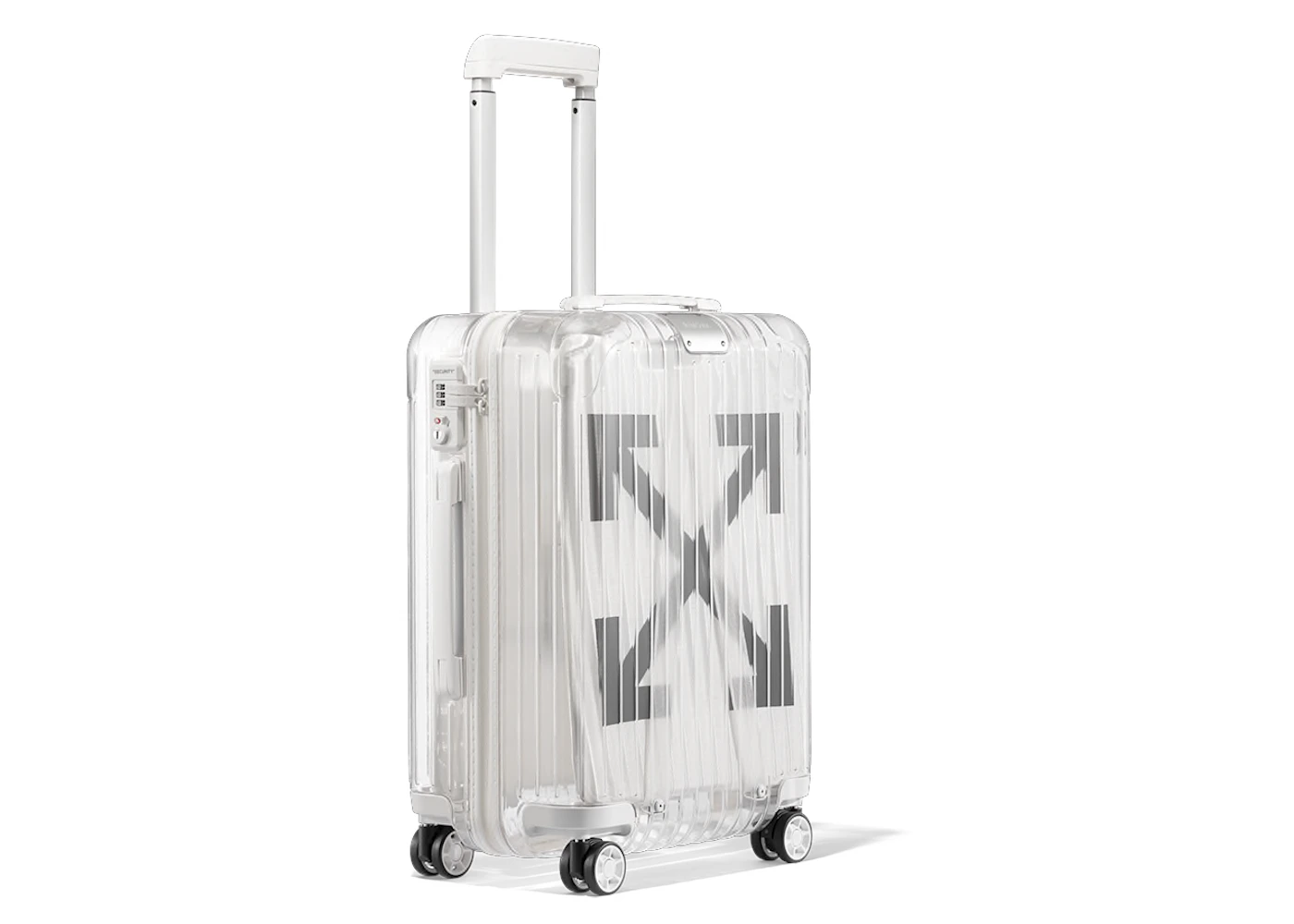 Off white top clear luggage