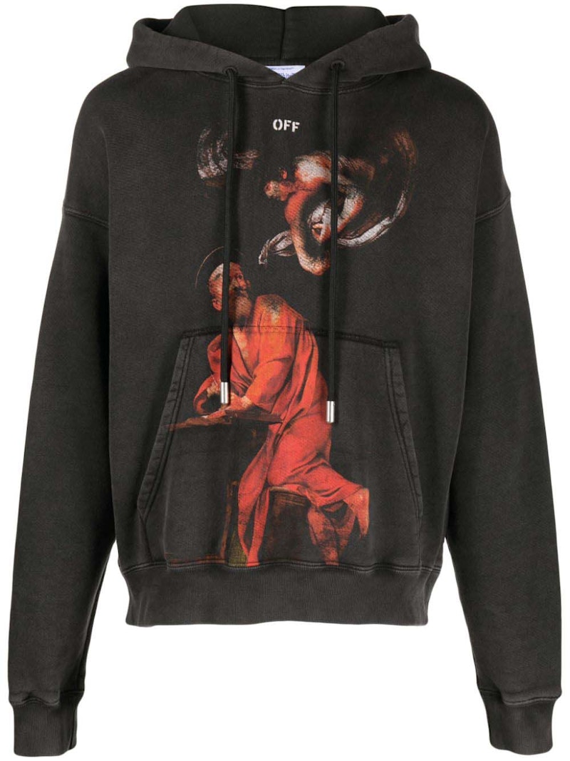 OFF-WHITE Saint Matthew-Print Cotton Hoodie Black/Multicolor
