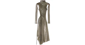 OFF-WHITE Shiny Ribbed See Thru Dress Silver