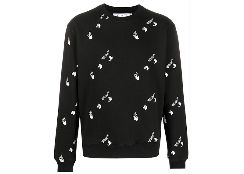 【信頼】 OFF-WHITE Slim Fit Allover Logo Crewneck Sweatshirt Black トップス