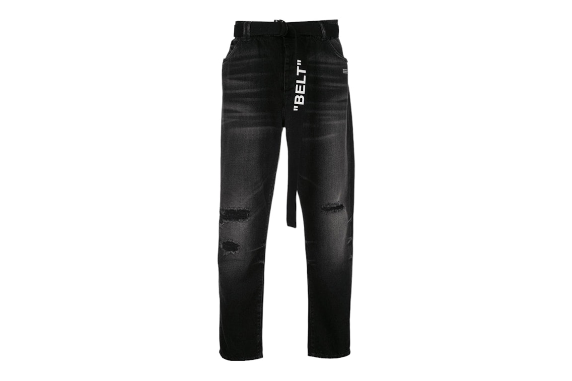 Pre-owned Off-white Slim Low Crotch "belt" Jeans Black Clay Wash