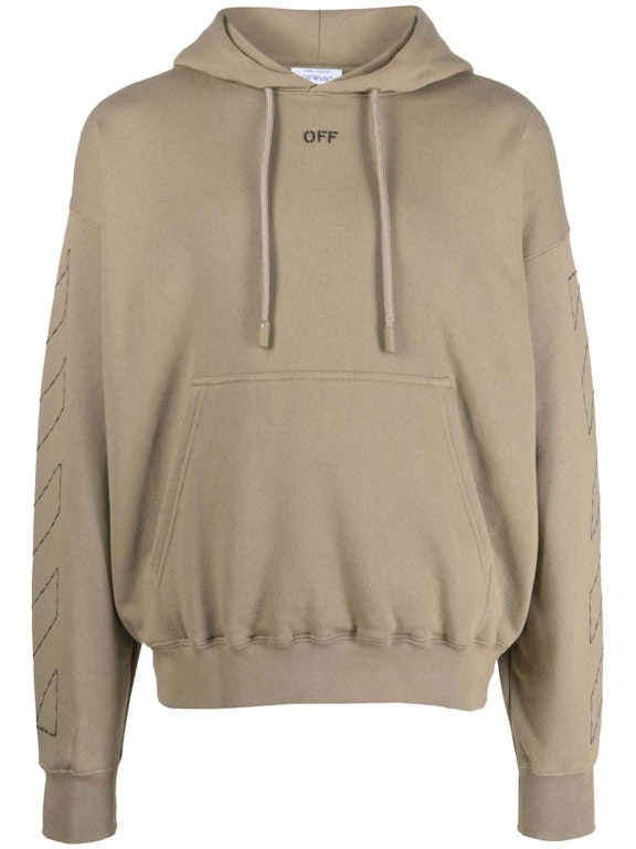 Pre-owned Off-white Stitch Skate Drawstring Hoodie Beige
