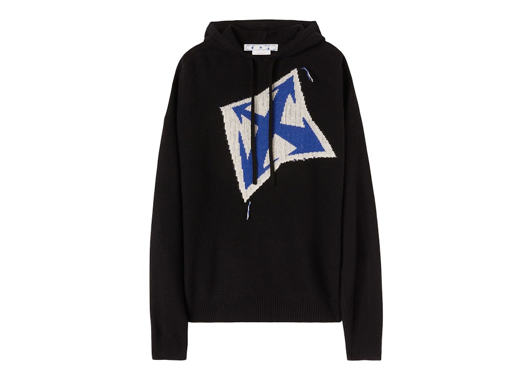 Pre-owned Off-white Thund Arr Chunky Knit Hoodie Black/blue/white