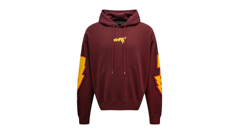 Pre-owned Off-white Men's Offwhite Thunder Stable Skate Fit Hoodie In Red