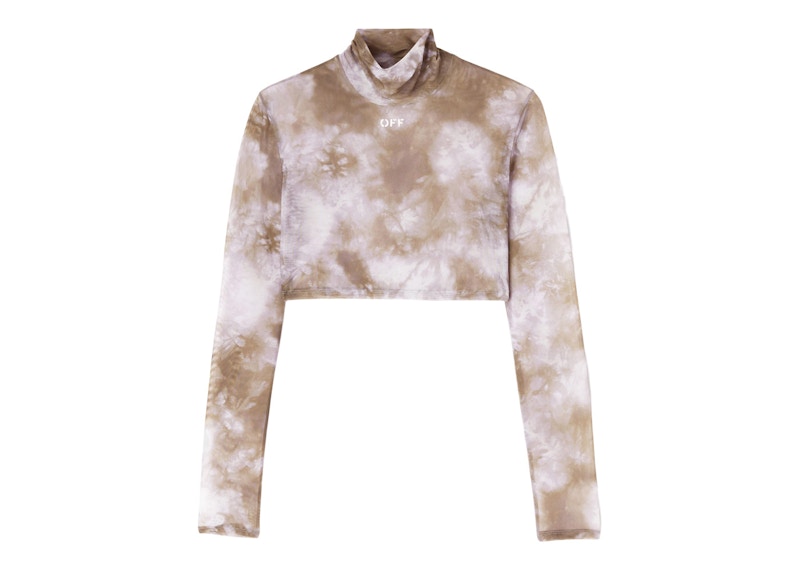Off-White Women's OFFWHITE Tie Dye Tulle Long Sleeve Crop Top