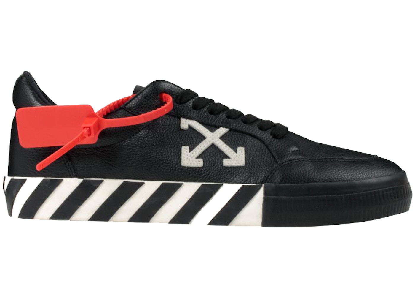 Off White Vulc Low Black Leather Fw19, Off White Leather