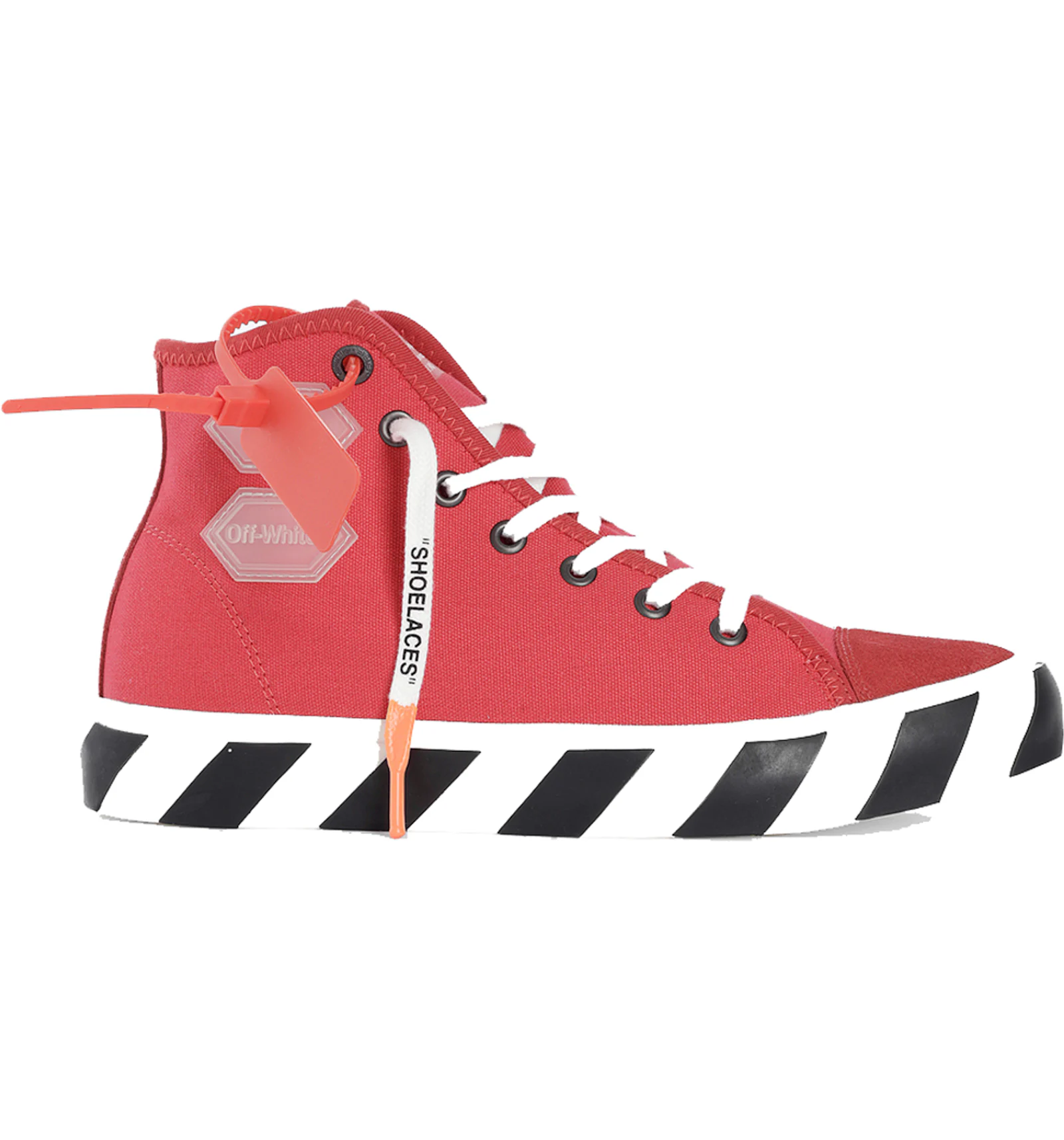 OFF WHITE Vulcanized Hi Striped Red Men s