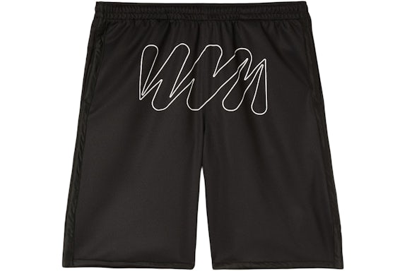 OFF-WHITE Wave Outl Diagonal Mesh Shorts Black/White