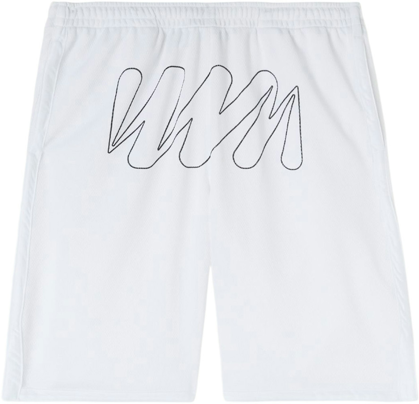 Off-White Wave Outl Diagonal Mesh Shorts White/Black - FW22 Men's US
