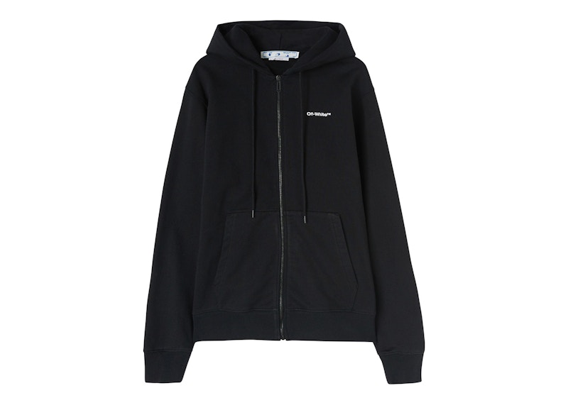 OFF-WHITE Wave Outl Diagonal Slim Zip Hoodie Black/White