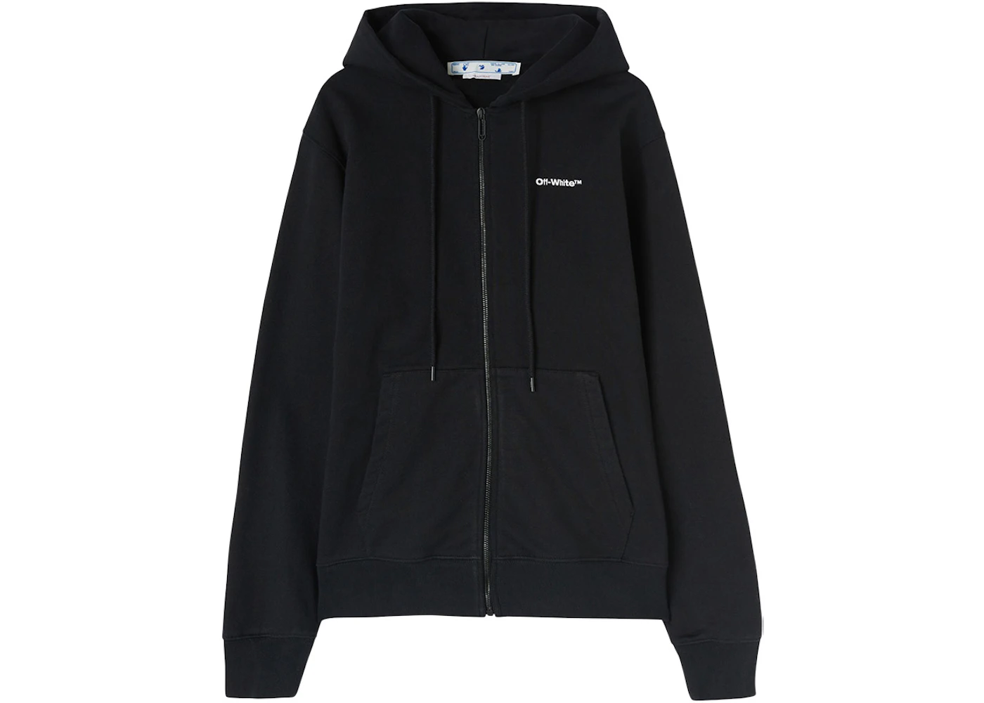 OFF-WHITE Wave Outl Diagonal Slim Zip Hoodie Black/White Men's - SS23 - US