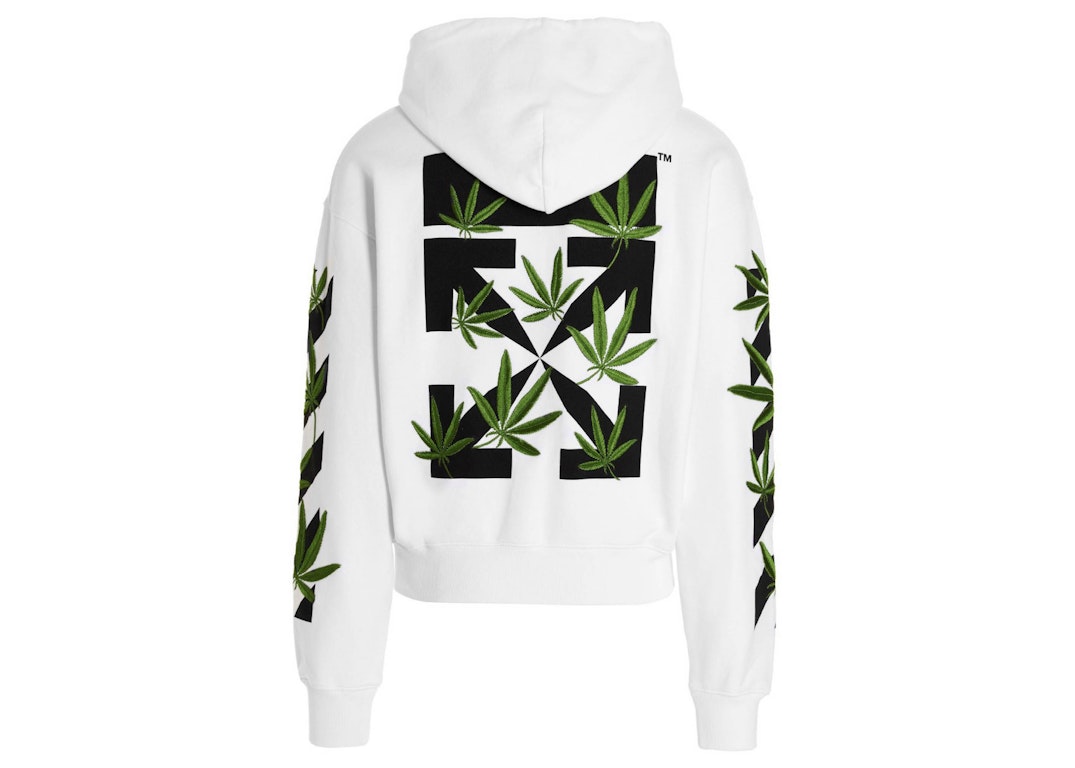 Pre-owned Off-white Weed Arrows Over Hoodie White
