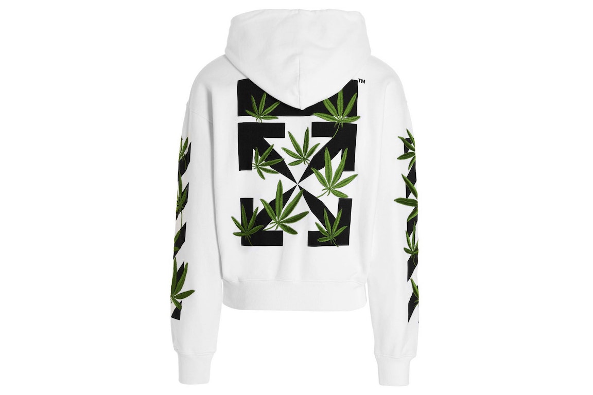 Pre-owned Off-white Weed Arrows Over Hoodie White