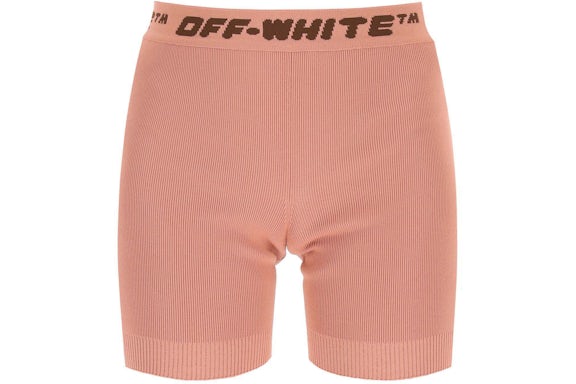OFF-WHITE Pantalones Cortos Mujer Logo Band Marrón Nude