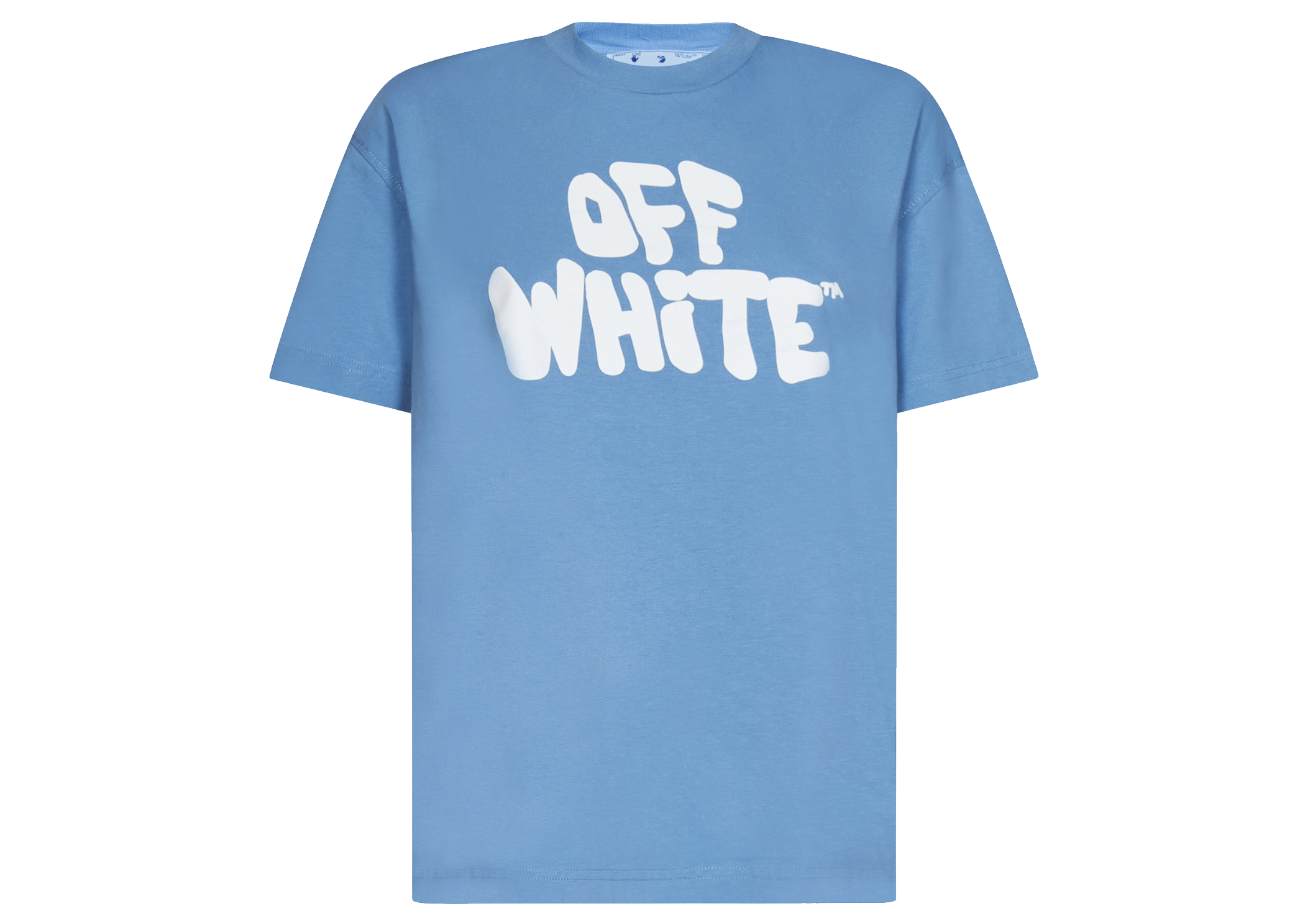 OFF WHITE Women s 70s Type Logo Casual S S T shirt Light Blue White SS23 GB