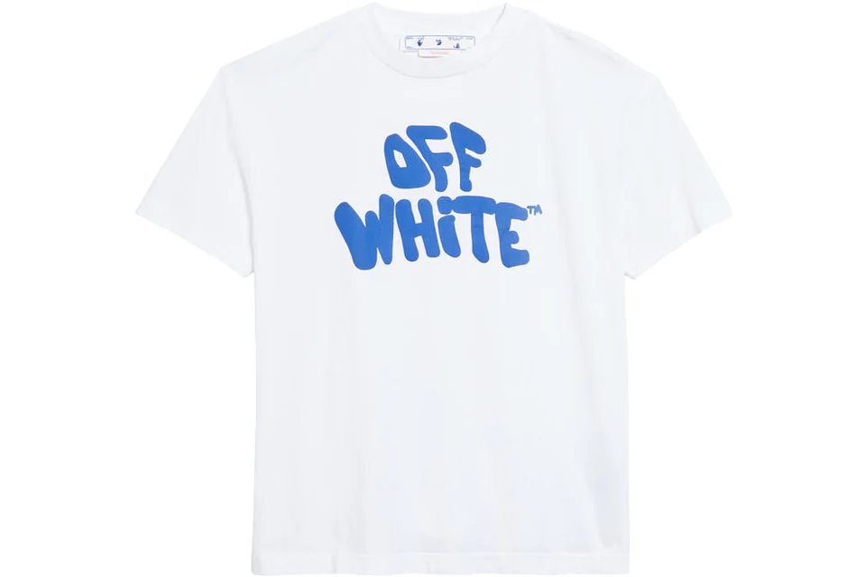 OFF-WHITE Women's 70s Type Logo Casual S/S T-shirt White/Blue - SS23 - GB