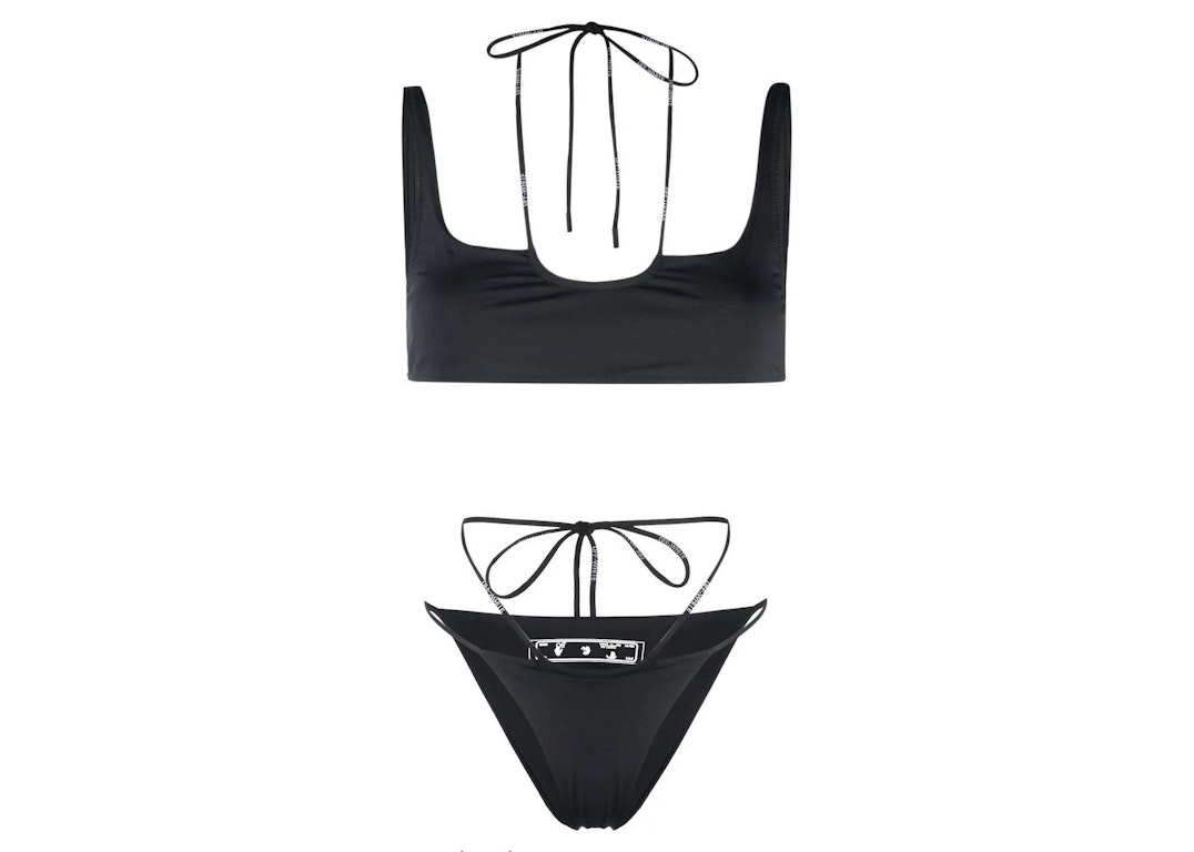 Pre-owned Off-white Women's Cross Coulisse Bikini Swimsuit Black/white