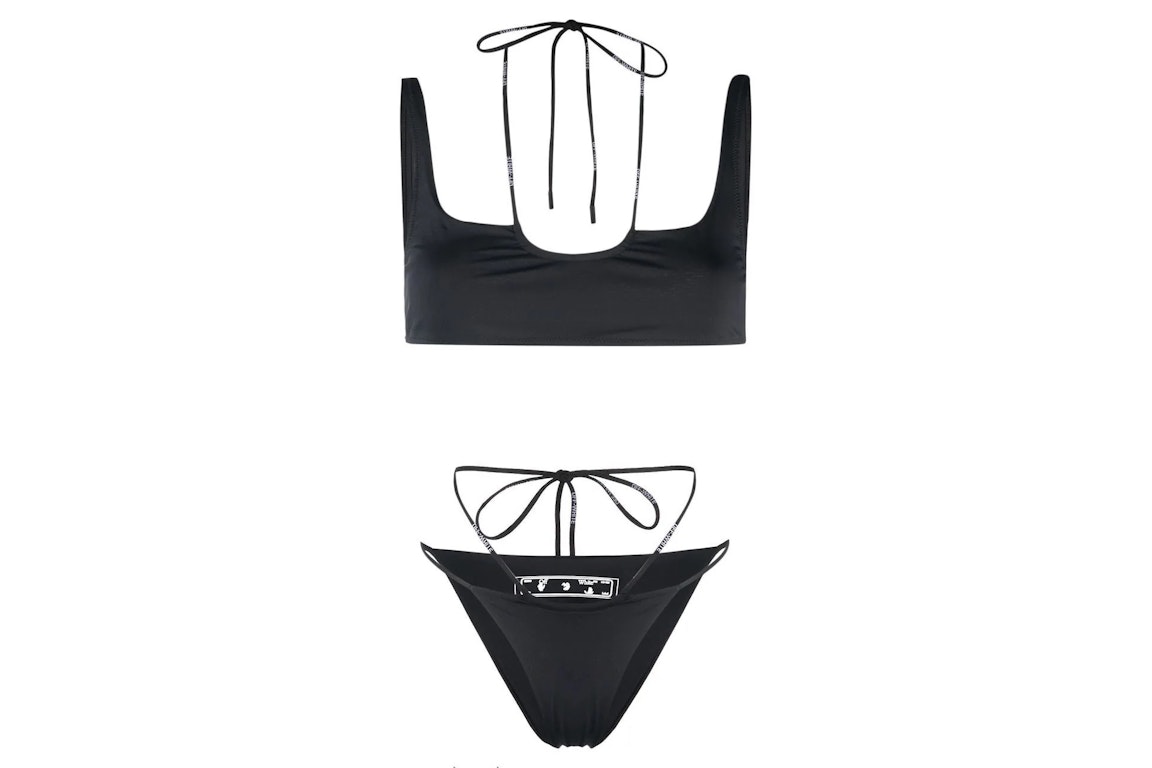 Pre-owned Off-white Women's Cross Coulisse Bikini Swimsuit Black/white