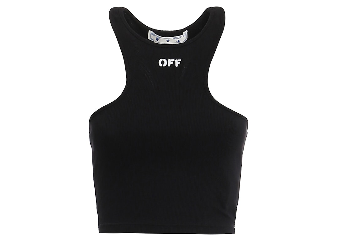 Pre-owned Off-white Women's Off Stamp Ribbed Rowing Top Black/white