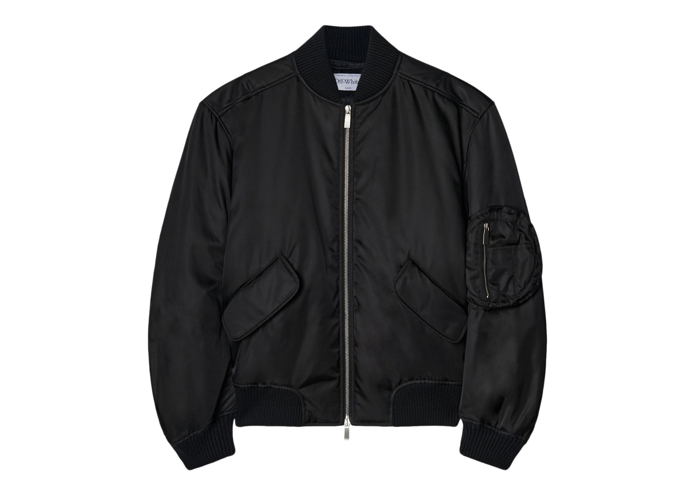 Off-White c/o Virgil Abloh Leather And Wool Bomber Jacket in Black for Men  | Lyst