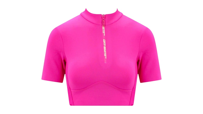 OFF-WHITE Zip Logo Crop Tee Pink