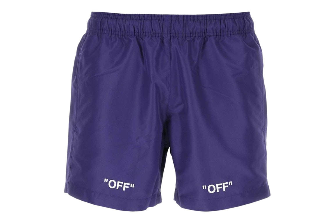 Pre-owned Off-white Off Logo Print Swim Shorts Electric Purple