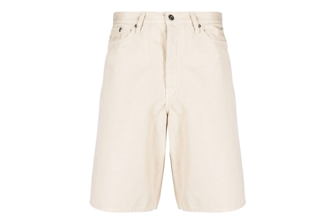 Pre-owned Off-white Wave Off Canvas Utility Shorts Beige