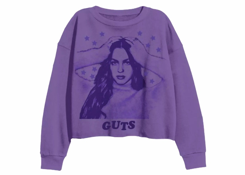 Olivia Rodrigo Cropped Crew Fleece Sweatshirt Purple FW23 US