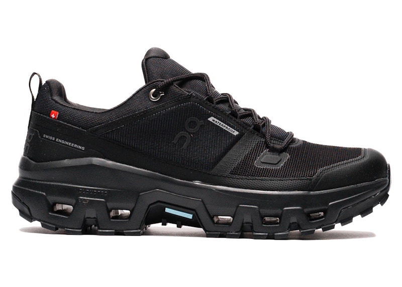 Pre-owned On Men's Running Cloudrock Low Waterproof All Sneakers In Black