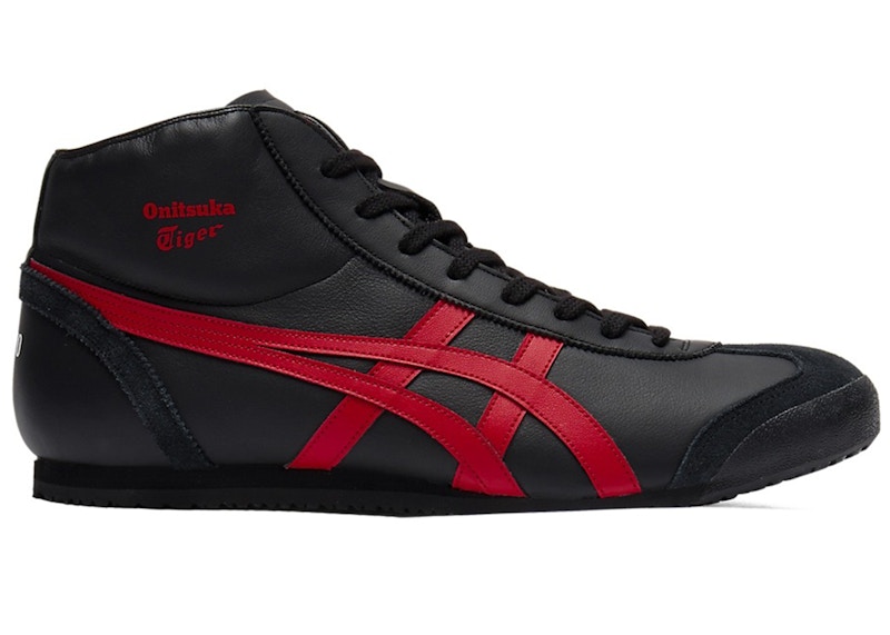 Pre-owned Onitsuka Tiger Men's Mexico Mid Runner Sneakers In Black/classic Red In Multi