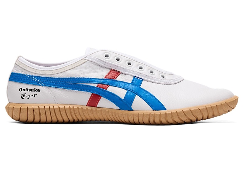 Pre-owned Onitsuka Tiger Men's Tsunahiki Slipon Red Sneakers In White/directoire Blue In Multi