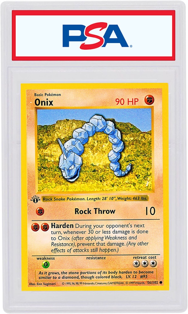 Onix 1999 Pokemon Tcg Base Set 1st Edition 56 102 1999 Onix 1999 Pokemon Tcg Base Set 1st Edition 56 102 1999