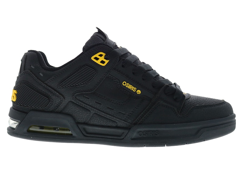 Pre-owned Osiris Men's  Peril Sneakers In Black/yellow In Multi