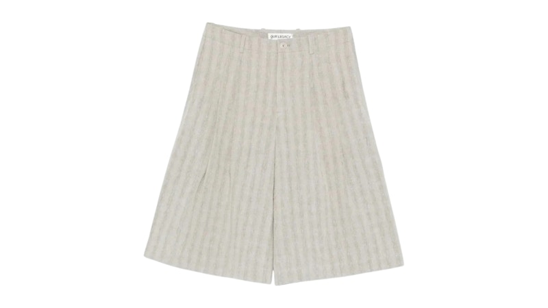 Men's Our Legacy Split Shorts in Sage Trail Check Dryline Weave