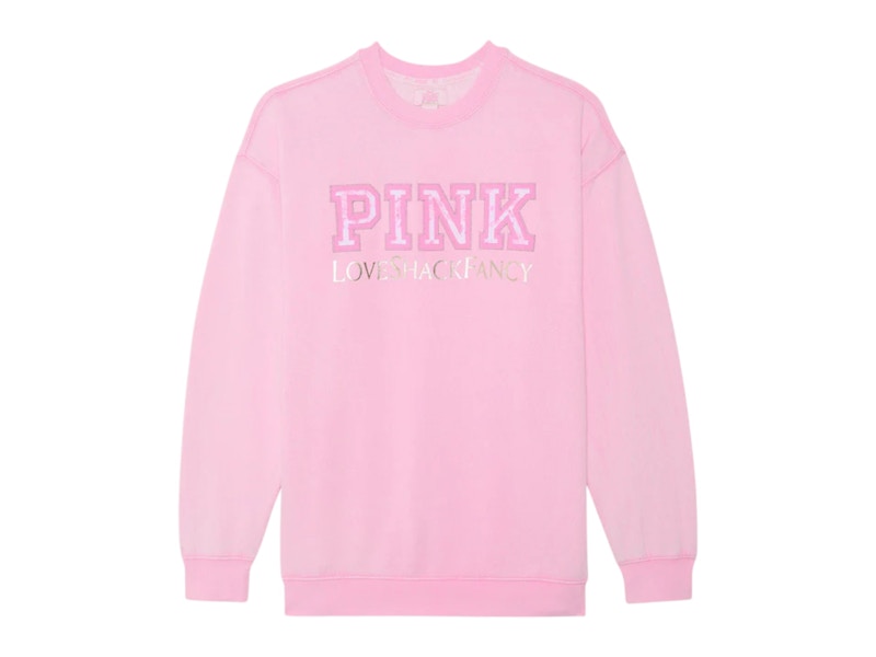 Pre-owned Pink Women's  X Loveshackfancy Oversized Crew Sweatshirt In  Lollipop